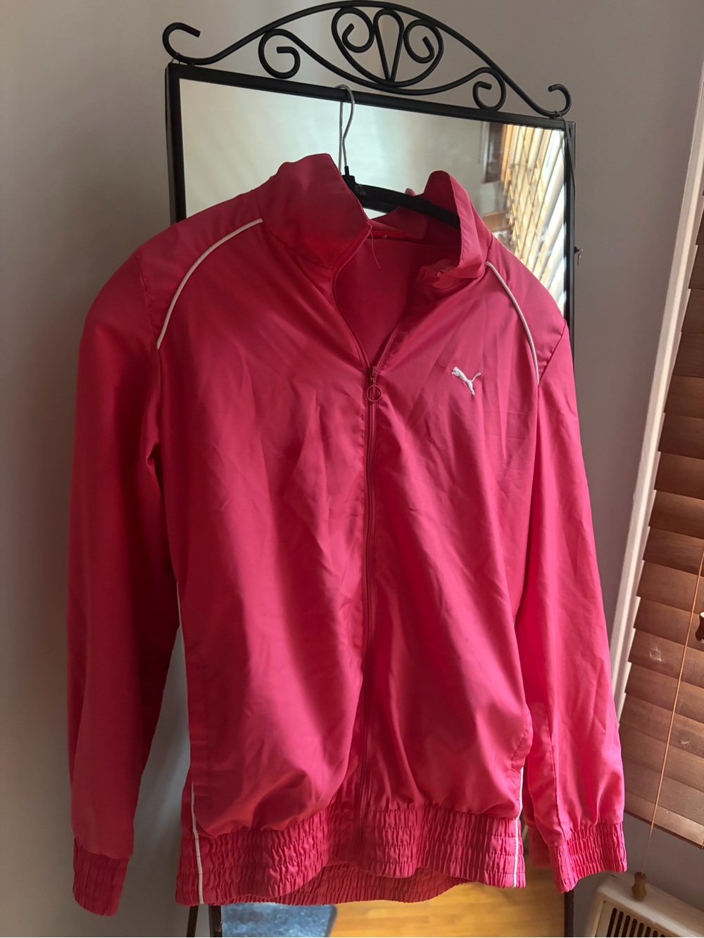 Puma Hot Pink Track Jacket with White Piping